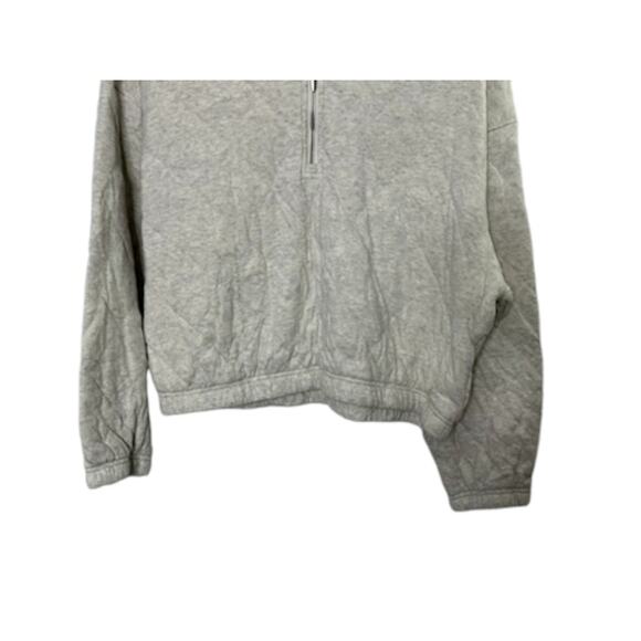 Old Navy Light Gray 1/2 Zip Cropped Pullover Sweatshirt Women's Large - Picture 2 of 8